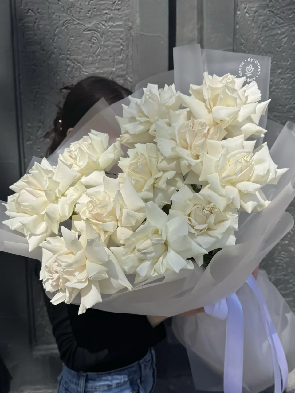 Монобукет из молочных французских роз